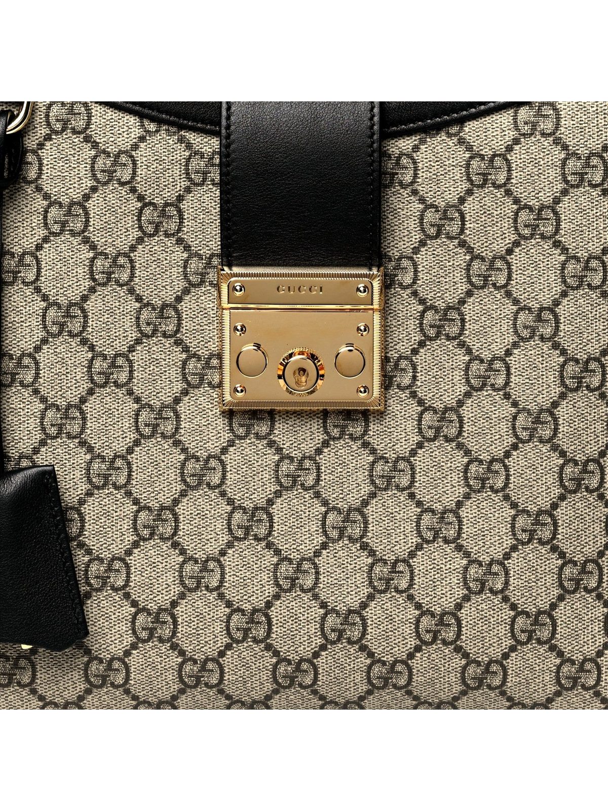 Gucci GG Supreme Monogram Canvas Medium Padlock Shoulder Bag Black