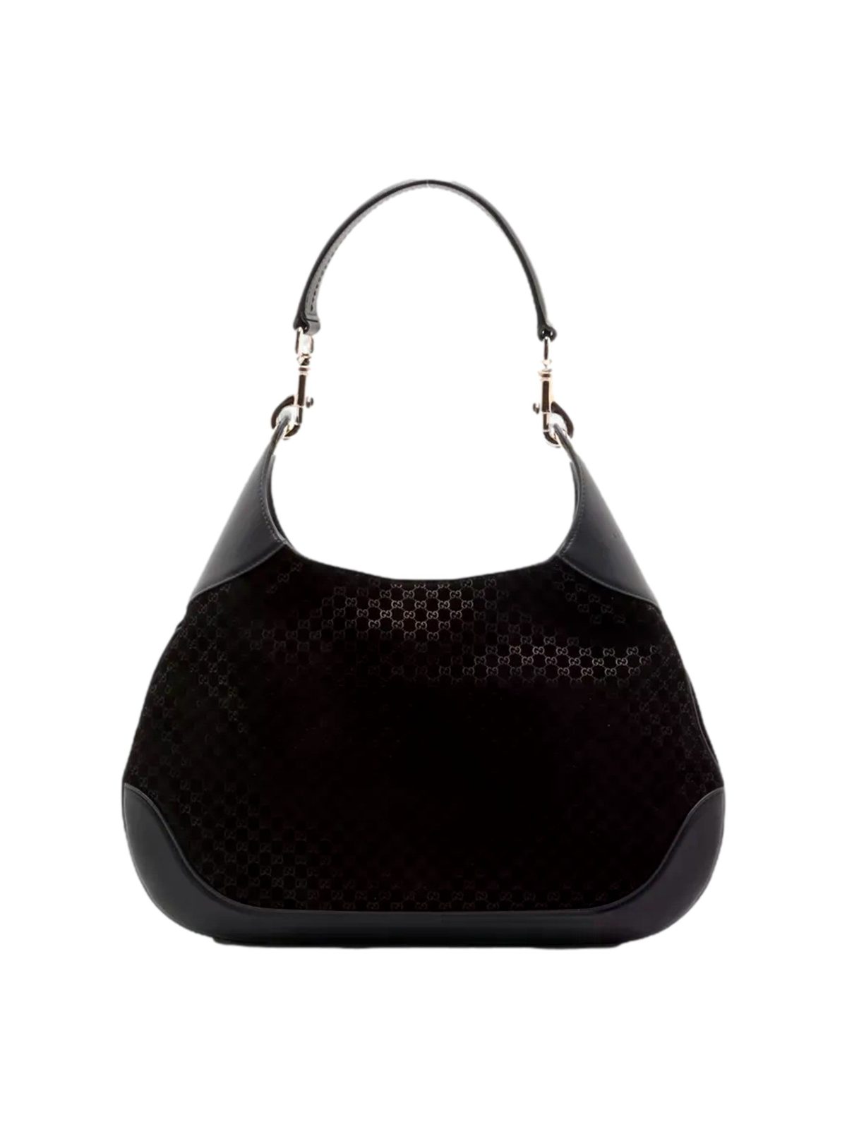 Gucci Micro GG B Medium Shoulder Bag Black Suede and Leather