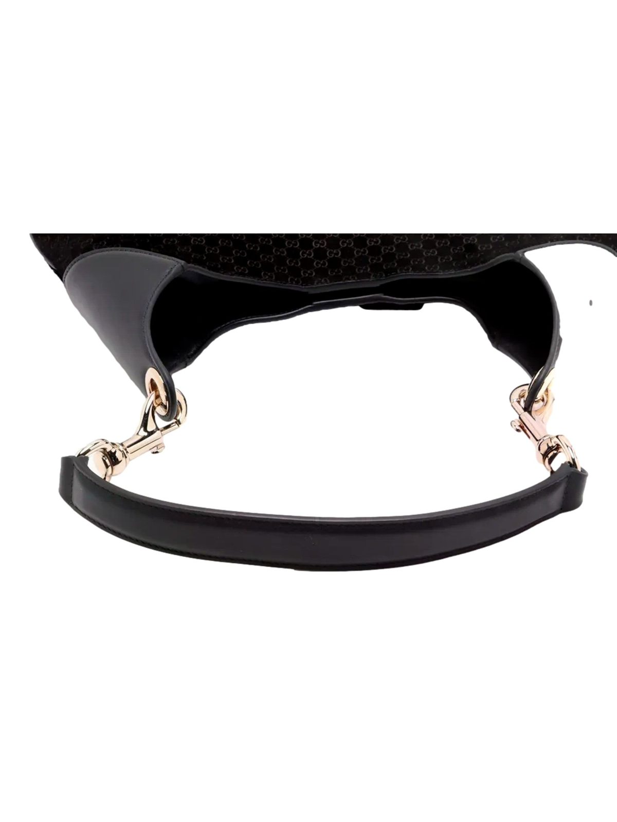 Gucci Micro GG B Medium Shoulder Bag Black Suede and Leather