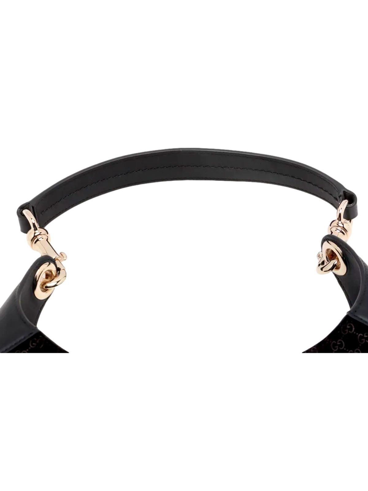 Gucci Micro GG B Medium Shoulder Bag Black Suede and Leather