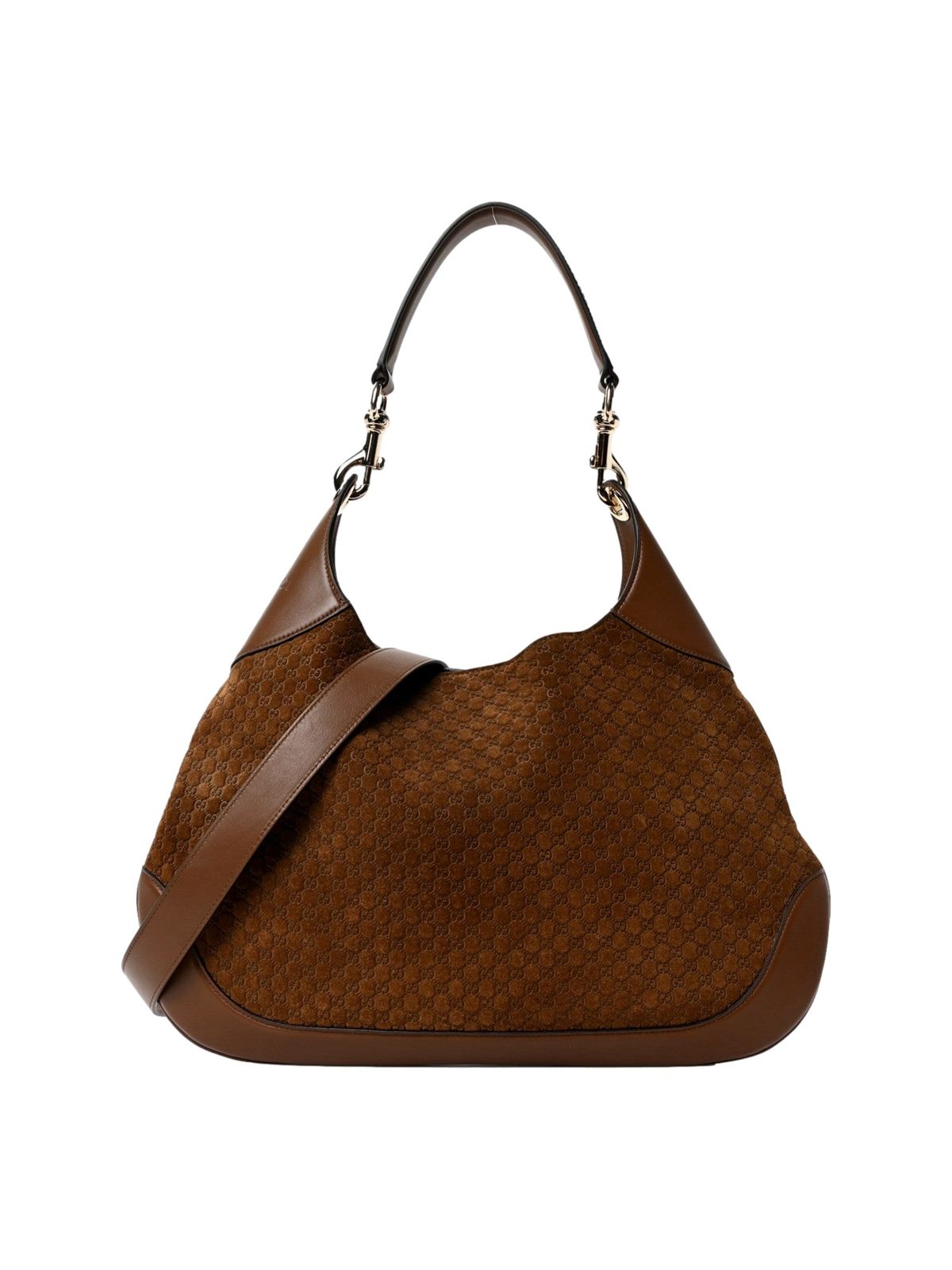 Gucci Micro GG B Medium Shoulder Bag Brown Suede and Leather
