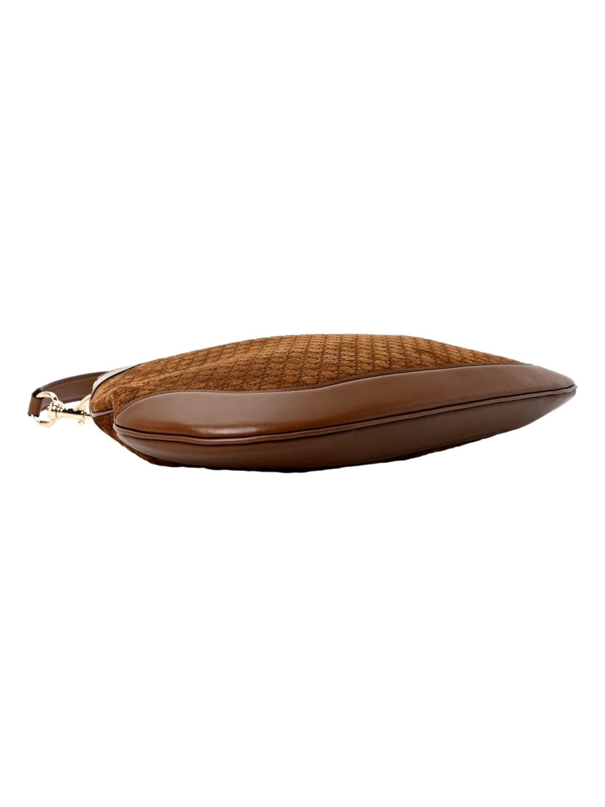 Gucci Micro GG B Medium Shoulder Bag Brown Suede and Leather