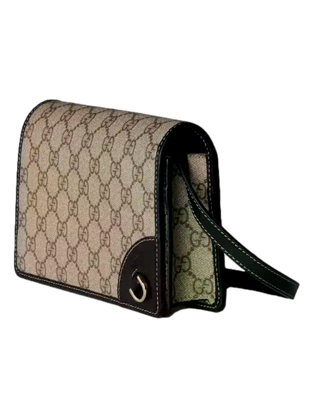 Gucci GG Emblem Canvas and Leather Wallet Mini Crossbody Bag in Black