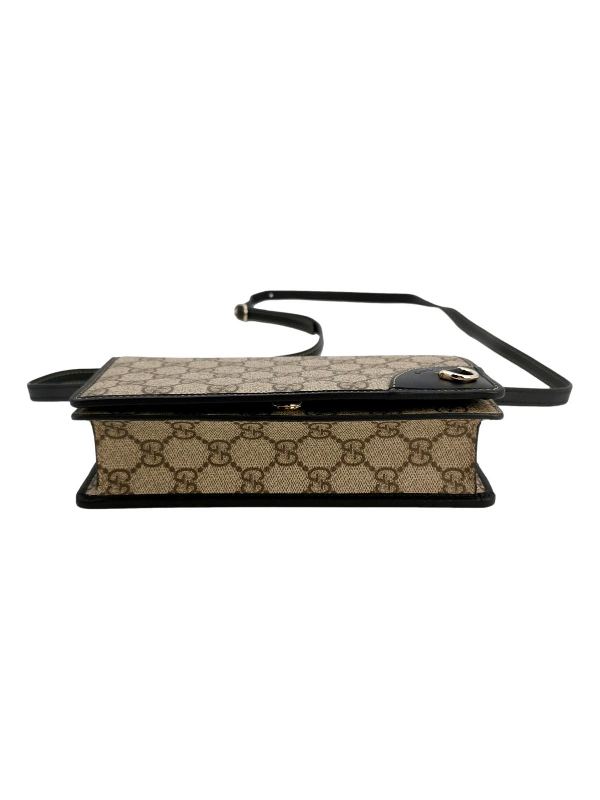 Gucci GG Emblem Canvas and Leather Wallet Mini Crossbody Bag in Black