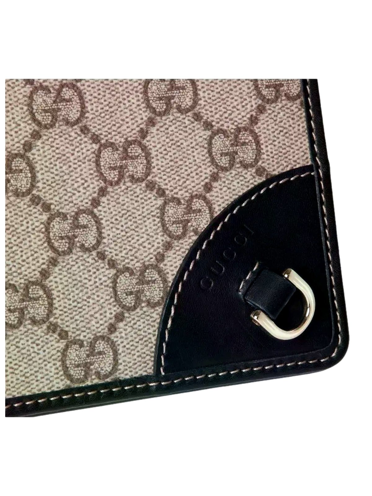 Gucci GG Emblem Canvas and Leather Wallet Mini Crossbody Bag in Black