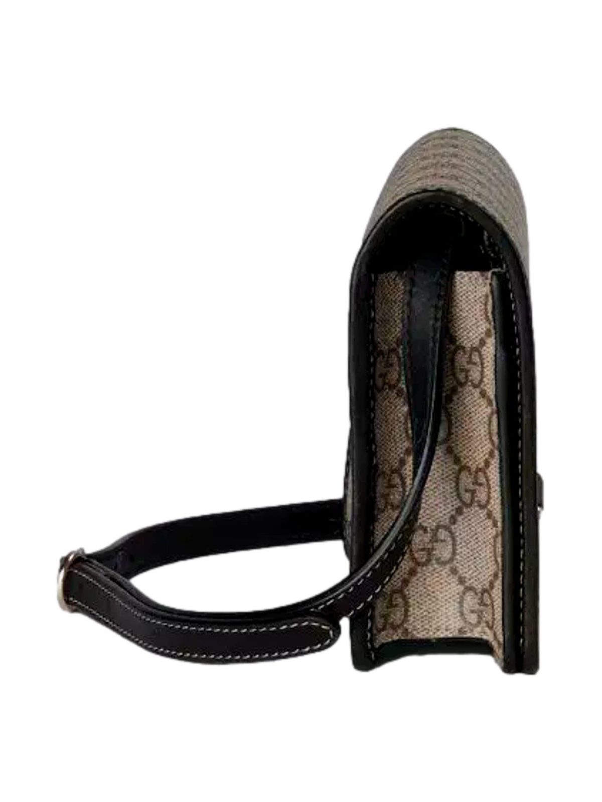 Gucci GG Emblem Canvas and Leather Wallet Mini Crossbody Bag in Black