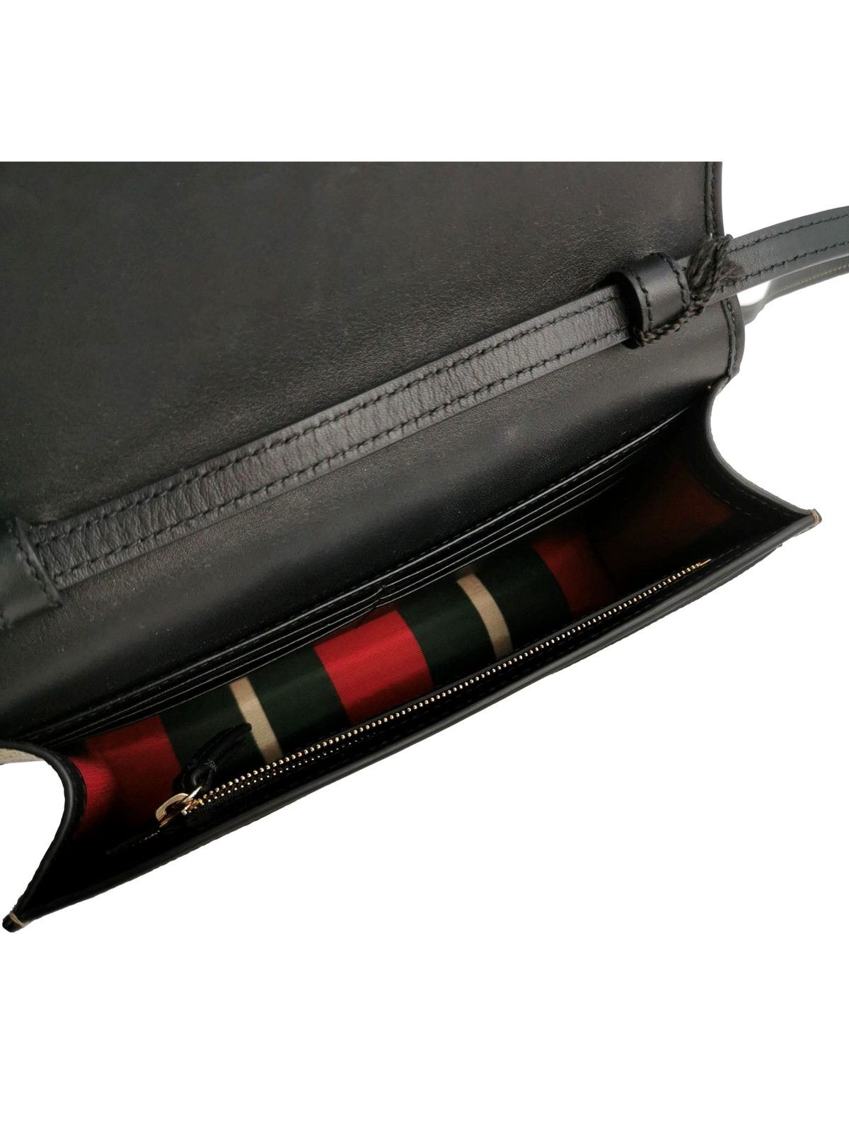 Gucci GG Emblem Canvas and Leather Wallet Mini Crossbody Bag in Black