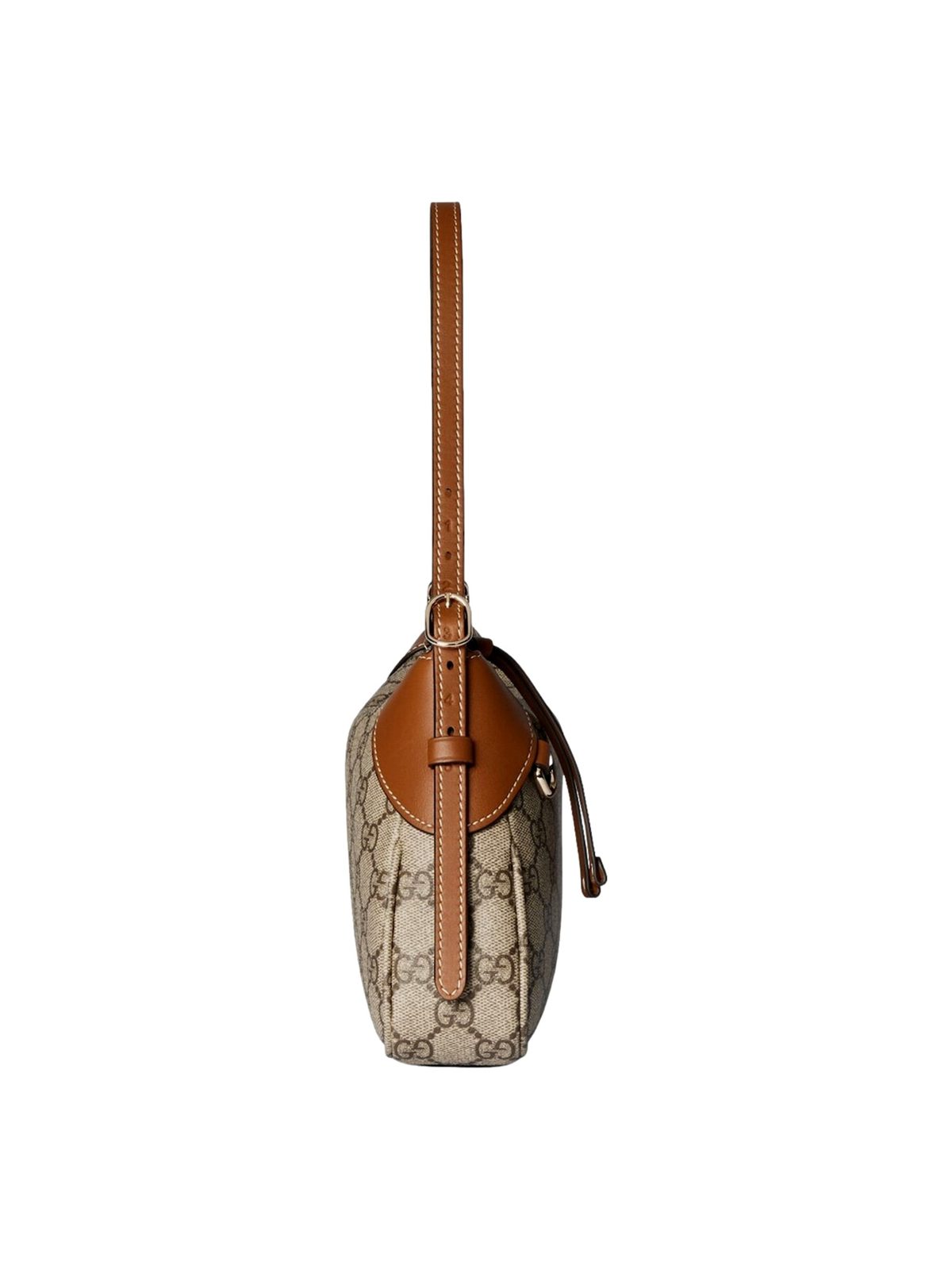Gucci GG Emblem Supreme Canvas Leather Shoulder Bag Brown Beige