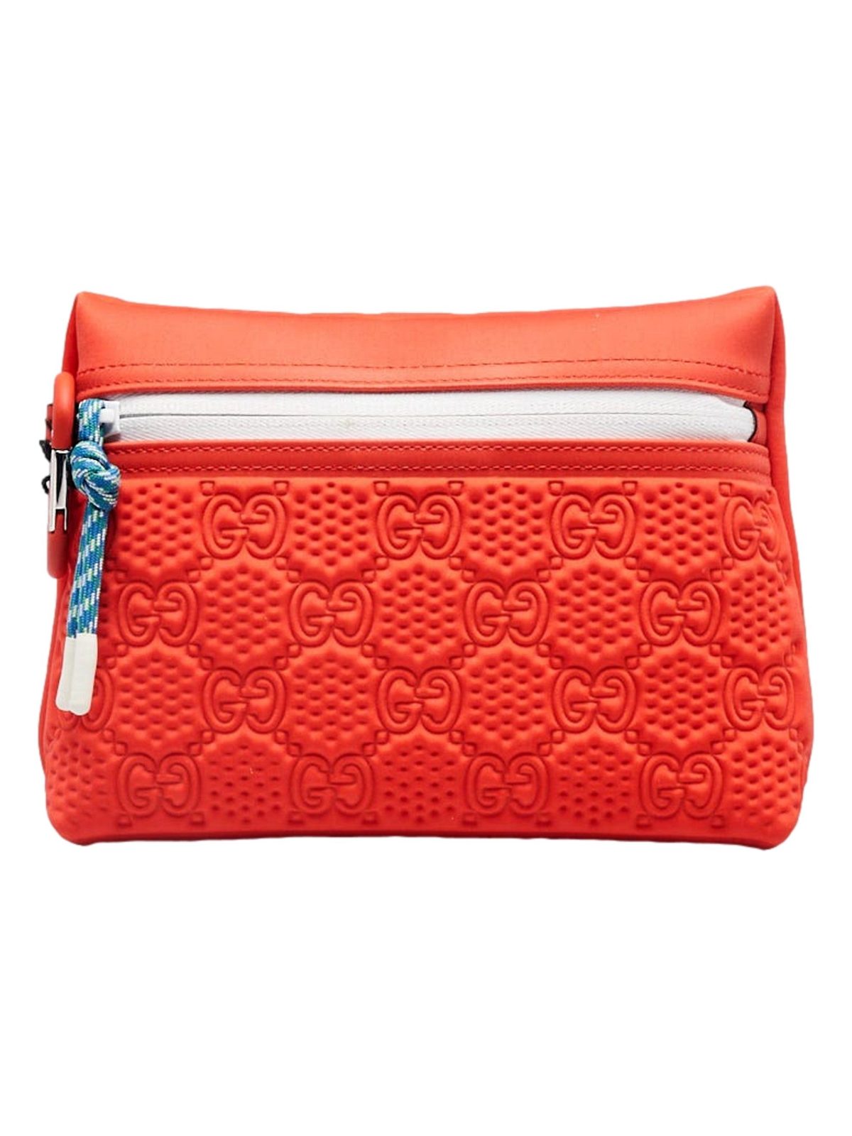 Gucci GG Scuba Neon Orange Rubber-Effect Small Clutch Pouch Bag