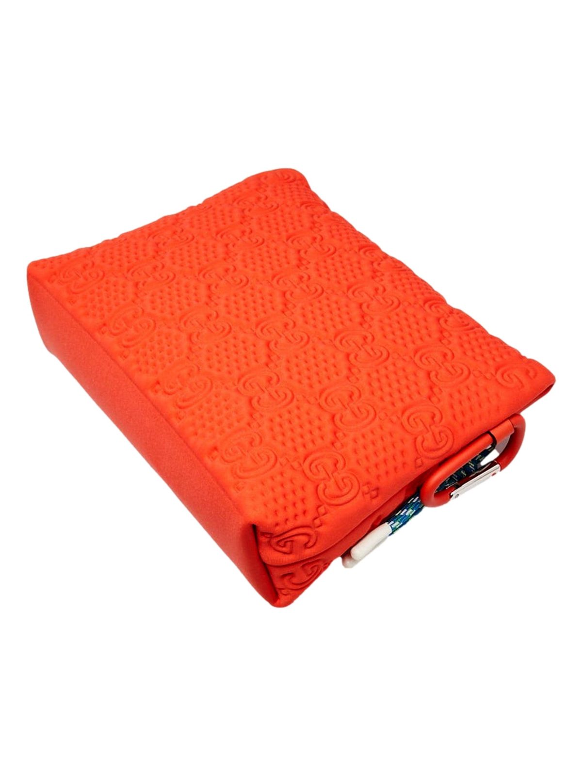 Gucci GG Scuba Neon Orange Rubber-Effect Small Clutch Pouch Bag