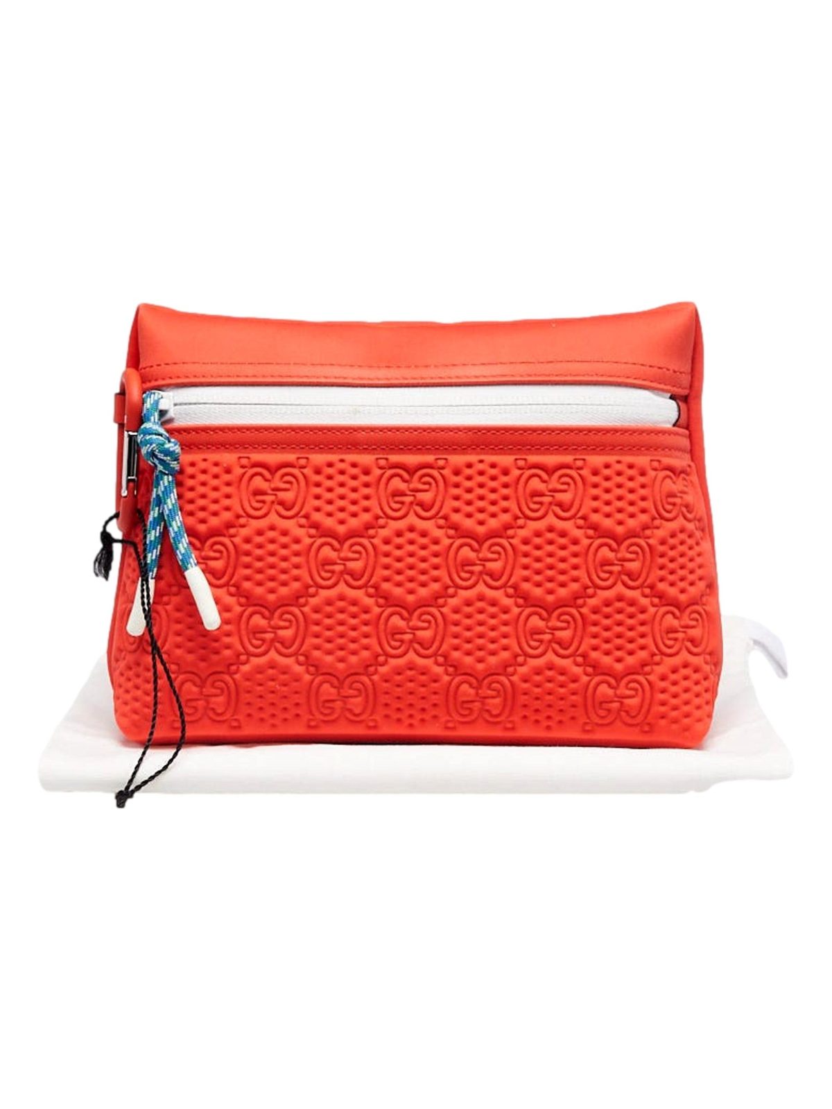 Gucci GG Scuba Neon Orange Rubber-Effect Small Clutch Pouch Bag