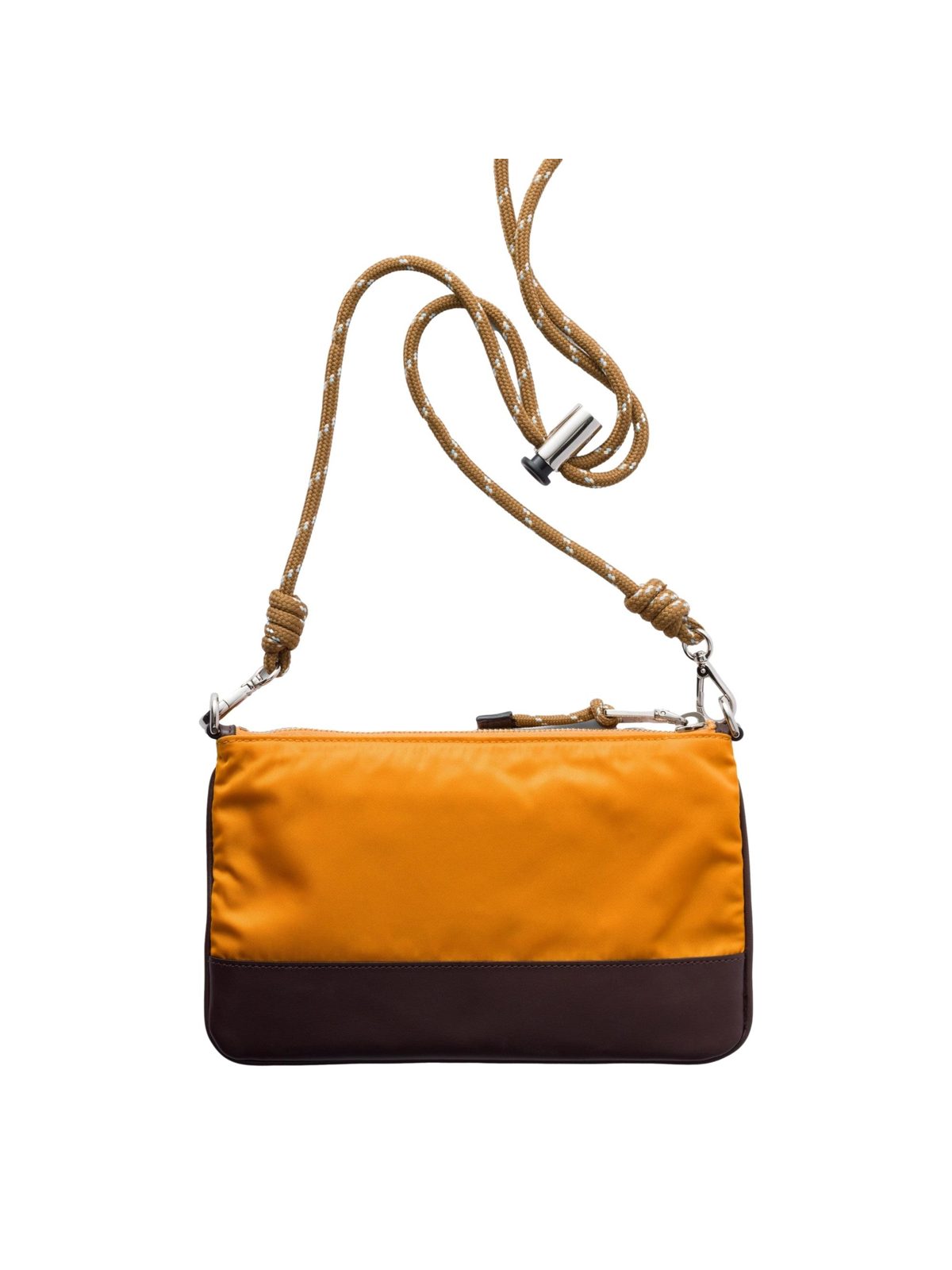 Prada Speedrock Re-Nylon Ambra Orange Nylon Leather Smartphone Holder Pouch Bag