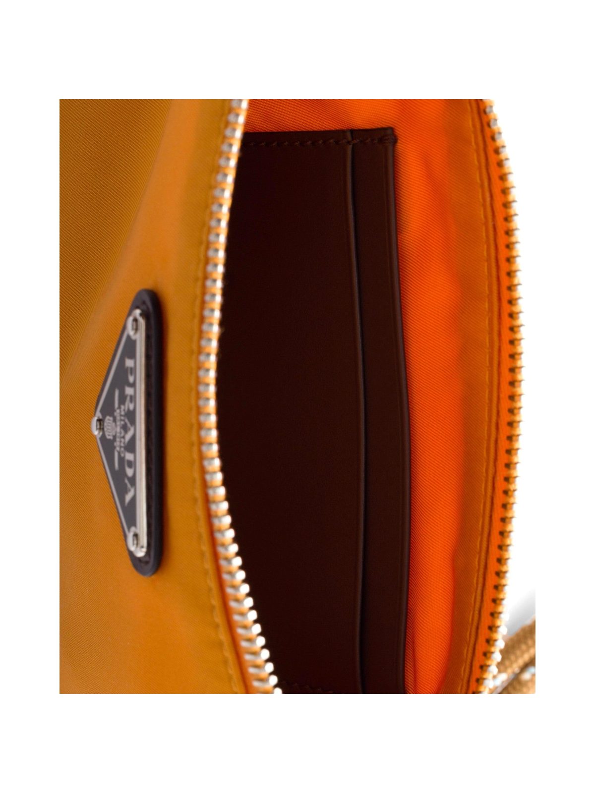 Prada Speedrock Re-Nylon Ambra Orange Nylon Leather Smartphone Holder Pouch Bag