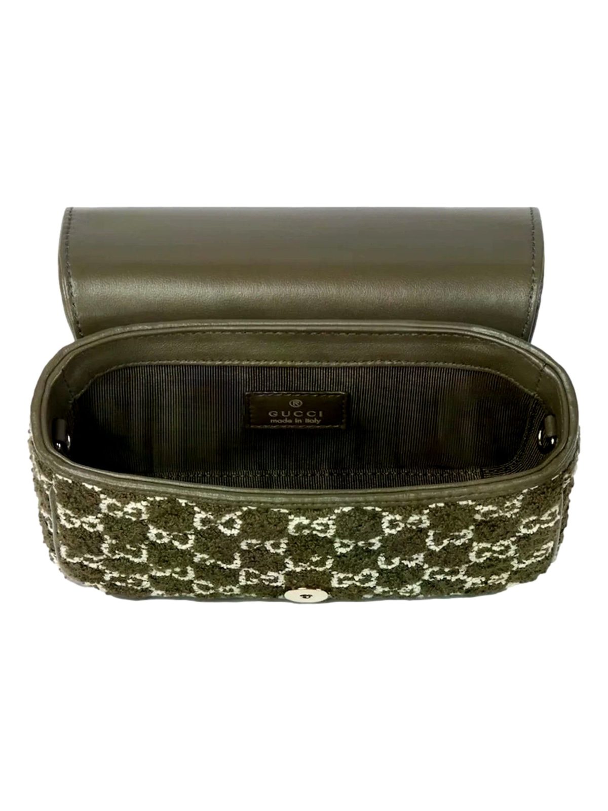 Gucci GG Marmont Olive Green Boucle Terry Chain Crossbody Bag