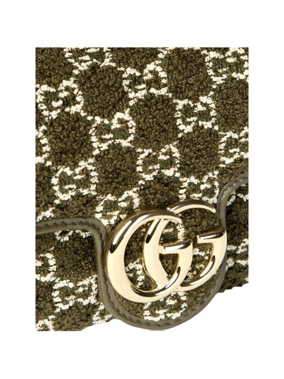 Gucci GG Marmont Olive Green Boucle Terry Chain Crossbody Bag