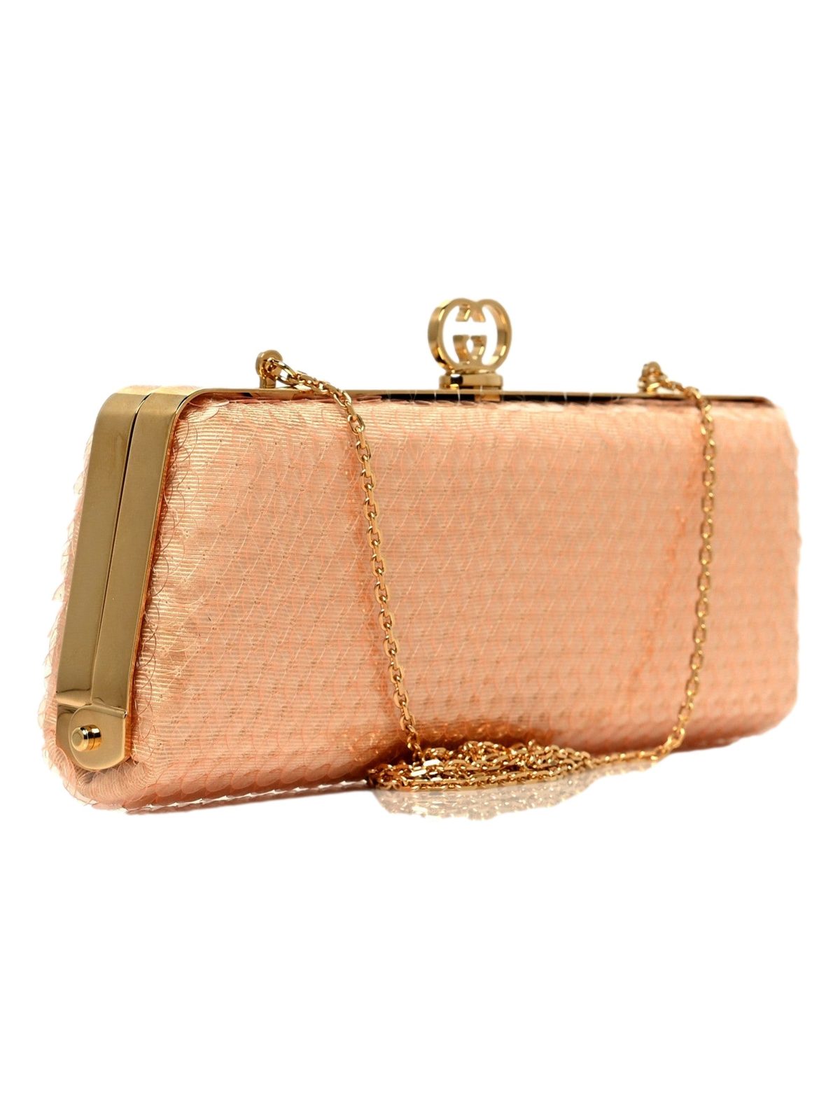 Gucci Broadway Small Sequin Moire Clutch Crossbody Peach Light Pink