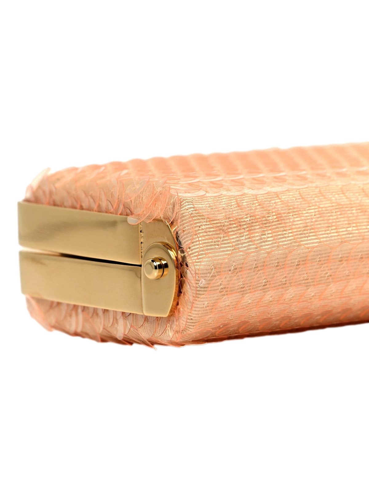 Gucci Broadway Small Sequin Moire Clutch Crossbody Peach Light Pink