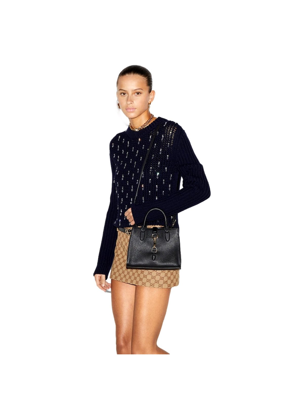 Gucci Jackie Small Tote Calfskin Leather Handbag Satchel Black