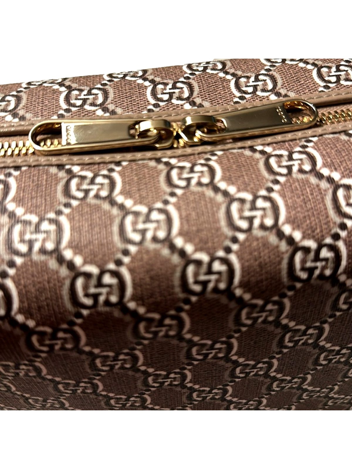 Gucci GG Shadow Beige Brown Large Cosmetic Pouch