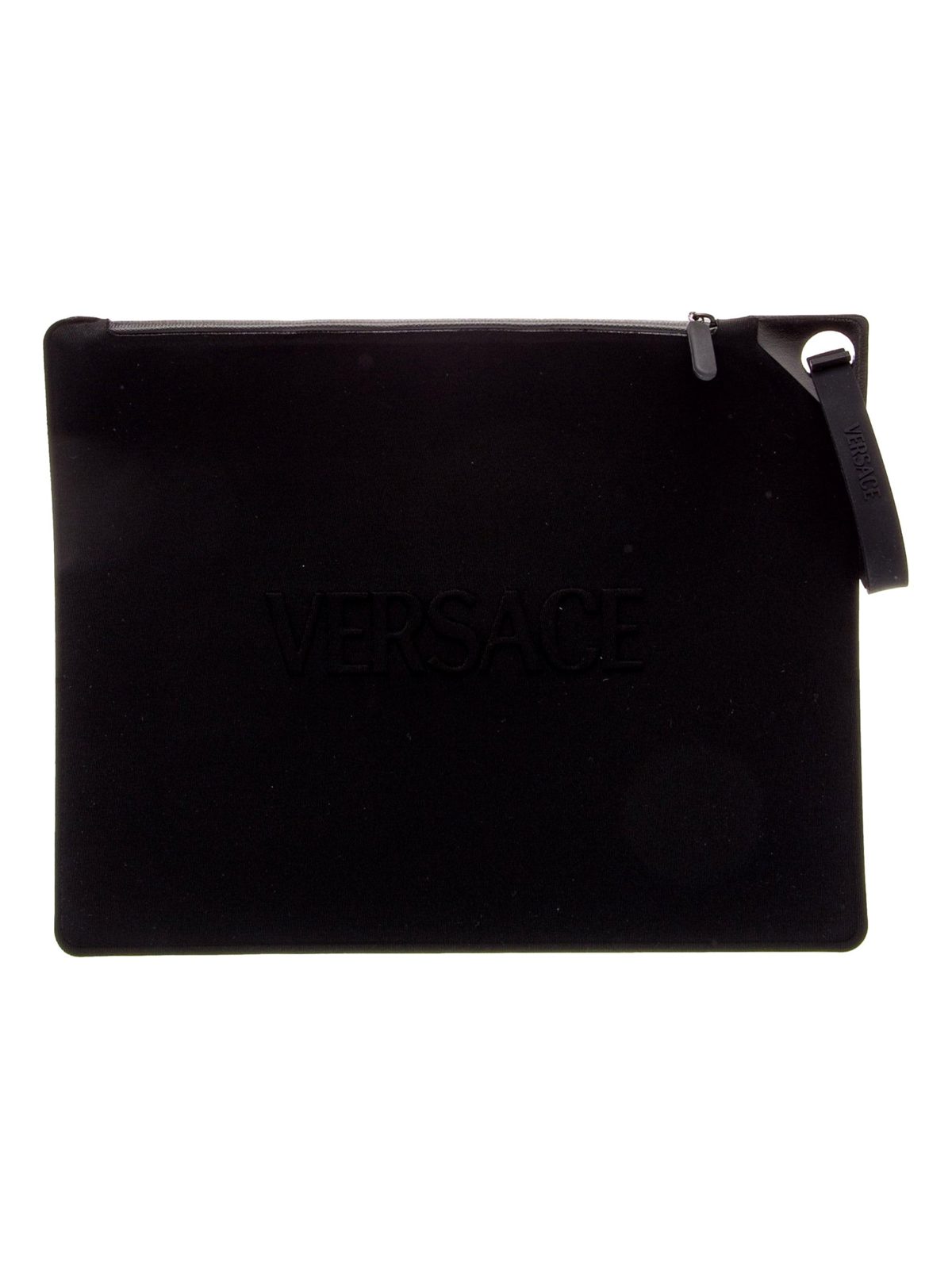 Versace Black Nylon Portfolio Wristlet Pouch