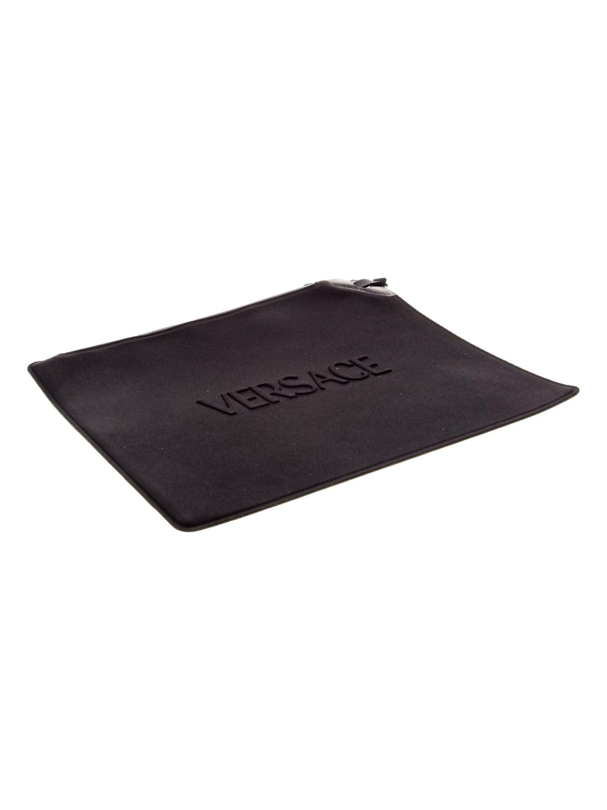 Versace Black Nylon Portfolio Wristlet Pouch