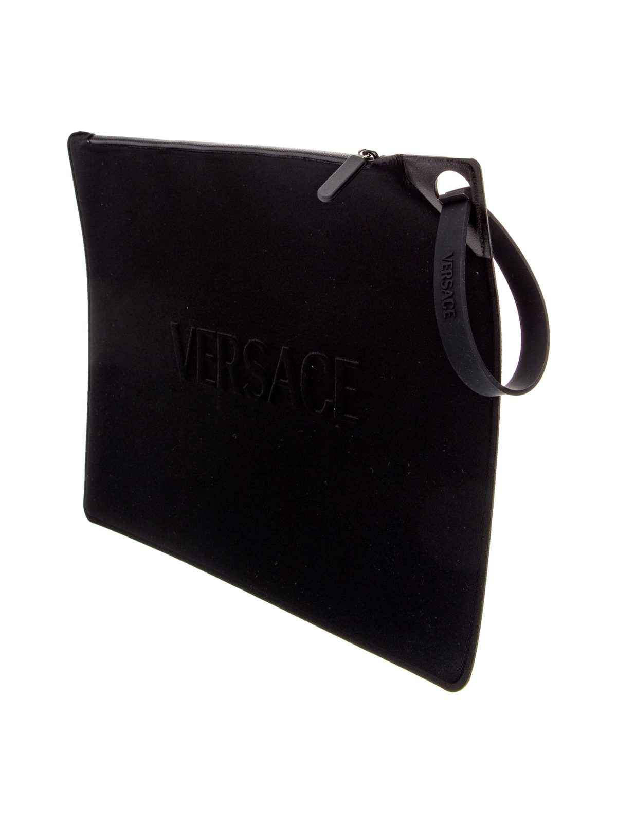 Versace Black Nylon Portfolio Wristlet Pouch