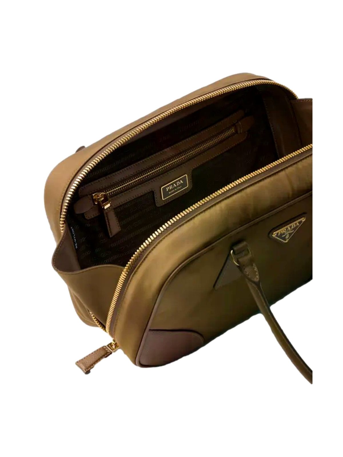 Prada Re-Edition 1978 Medium Re-Nylon and Saffiano Leather Two-Handle Bag Cork Beige