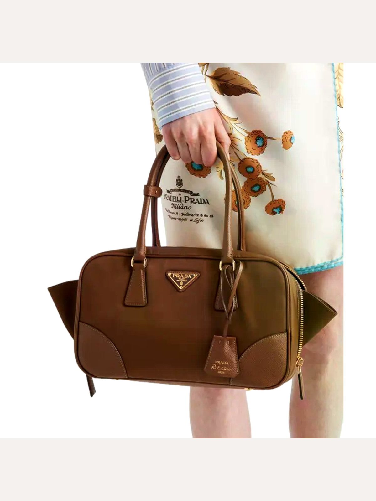 Prada Re-Edition 1978 Medium Re-Nylon and Saffiano Leather Two-Handle Bag Cork Beige
