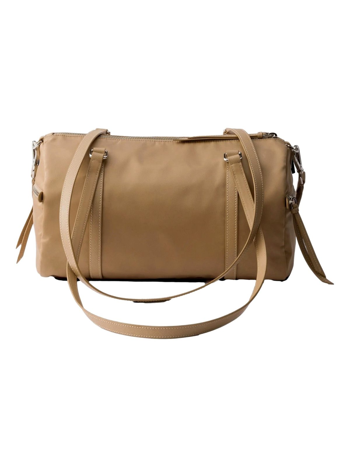 Prada Small Re-Nylon and Saffiano Leather Duffel Bag Camello Beige