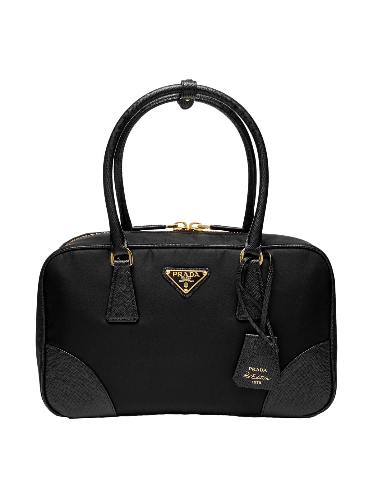 Prada Re-Edition 1978 Medium Re-Nylon and Saffiano Leather Two-Handle Bag Black