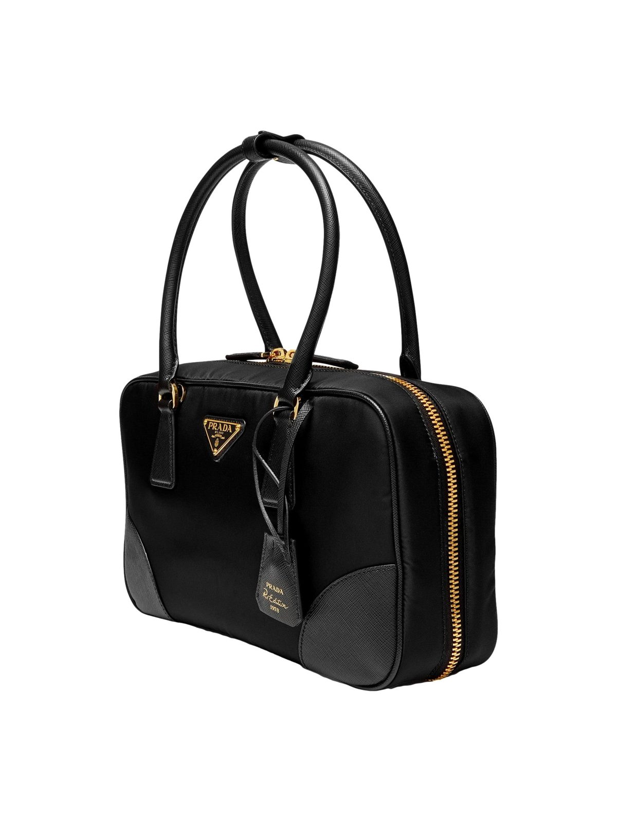 Prada Re-Edition 1978 Medium Re-Nylon and Saffiano Leather Two-Handle Bag Black