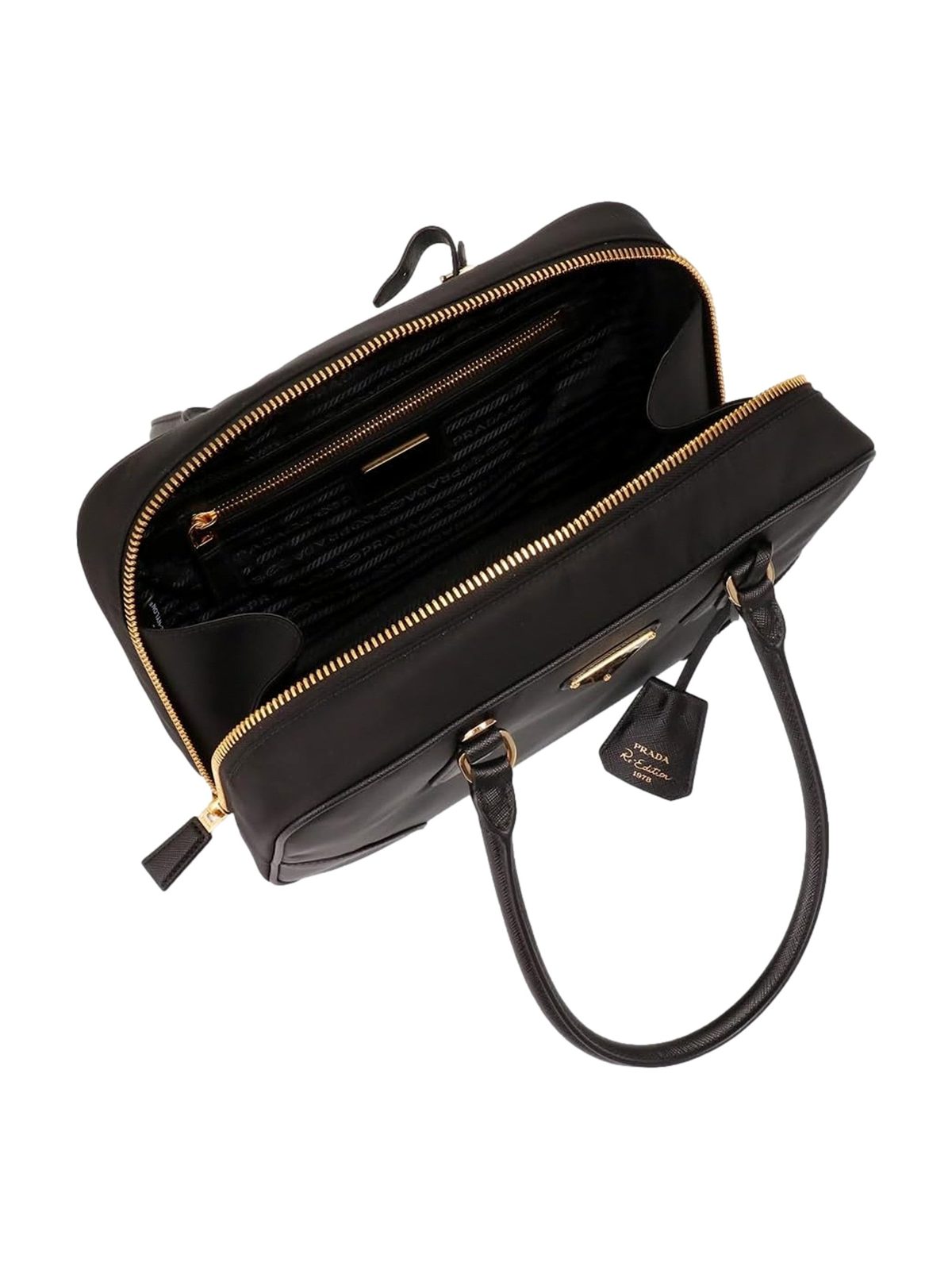 Prada Re-Edition 1978 Medium Re-Nylon and Saffiano Leather Two-Handle Bag Black