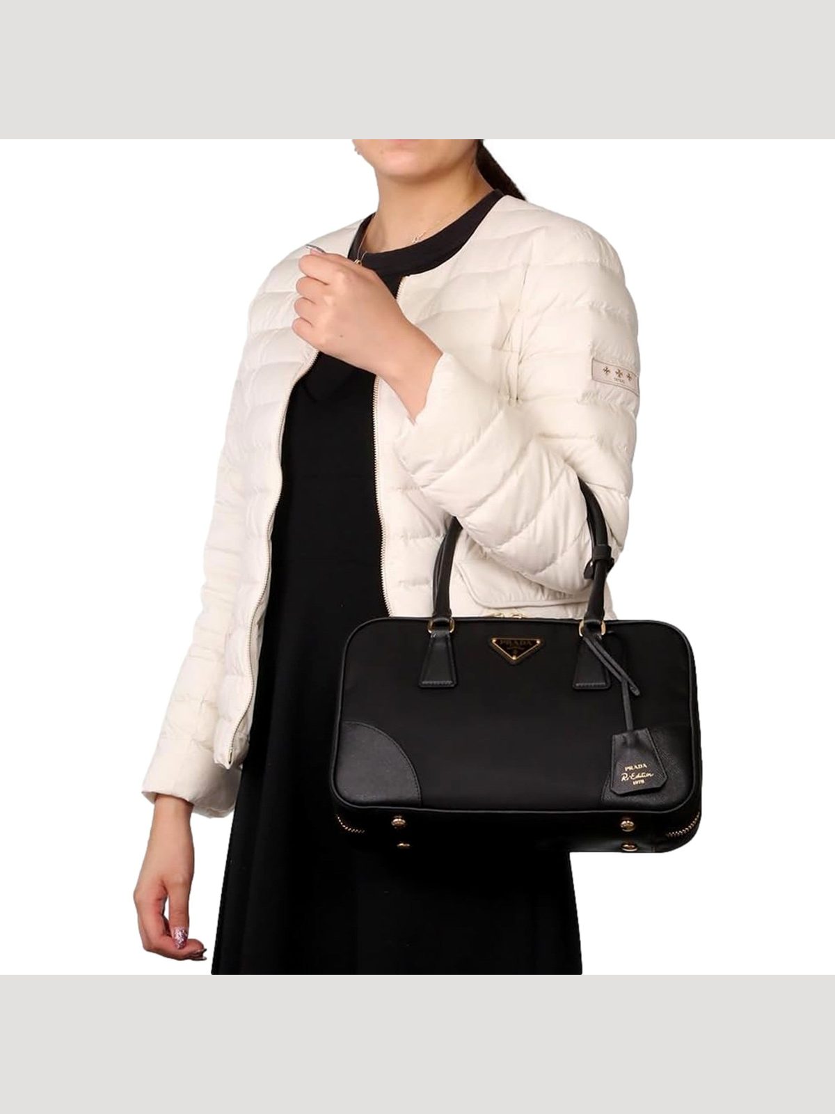 Prada Re-Edition 1978 Medium Re-Nylon and Saffiano Leather Two-Handle Bag Black