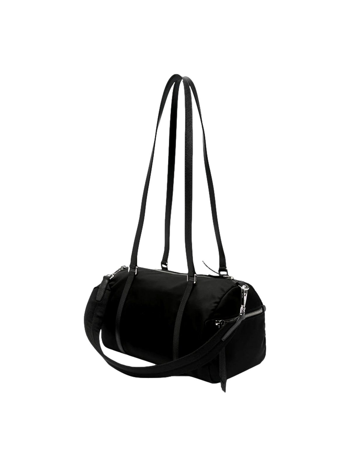 Prada Small Re-Nylon and Saffiano Leather Duffel Bag Black