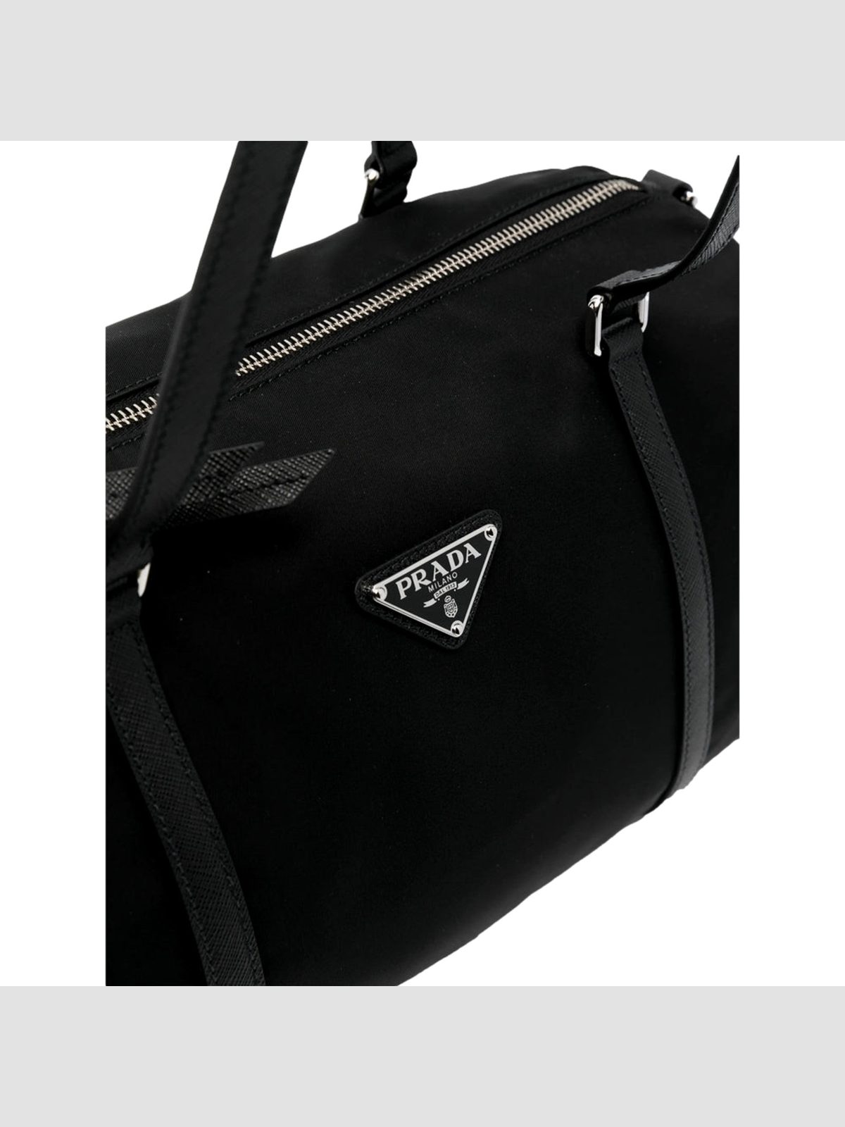 Prada Small Re-Nylon and Saffiano Leather Duffel Bag Black