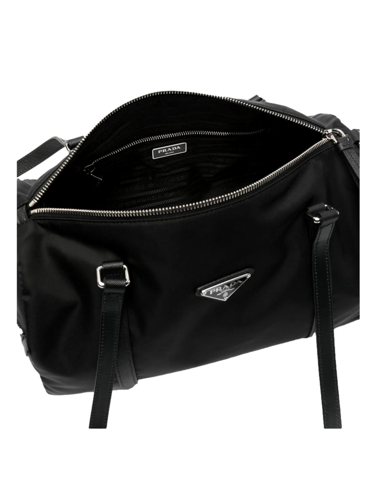 Prada Small Re-Nylon and Saffiano Leather Duffel Bag Black
