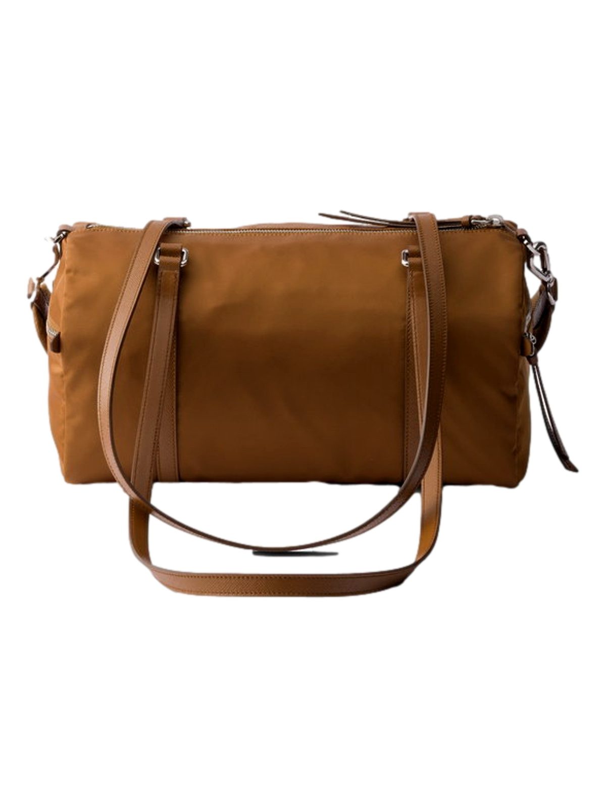 Prada Small Re-Nylon and Saffiano Leather Duffel Bag Brown