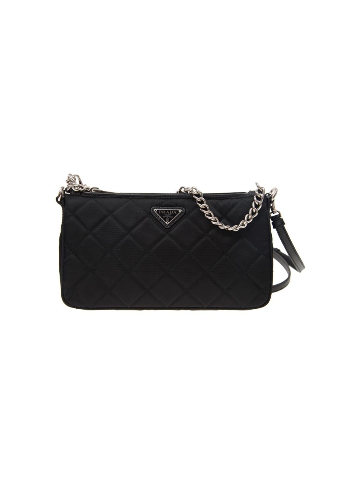 Prada Black Tessuto Nylon Quilted Chain Crossbody Bag