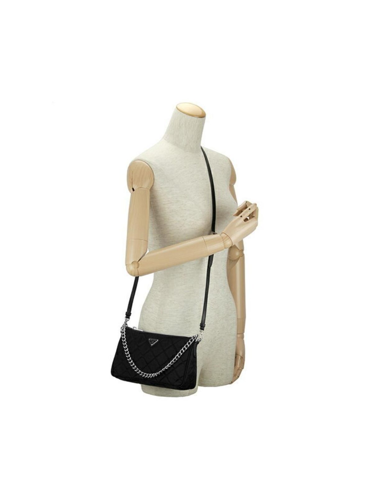 Prada Black Tessuto Nylon Quilted Chain Crossbody Bag