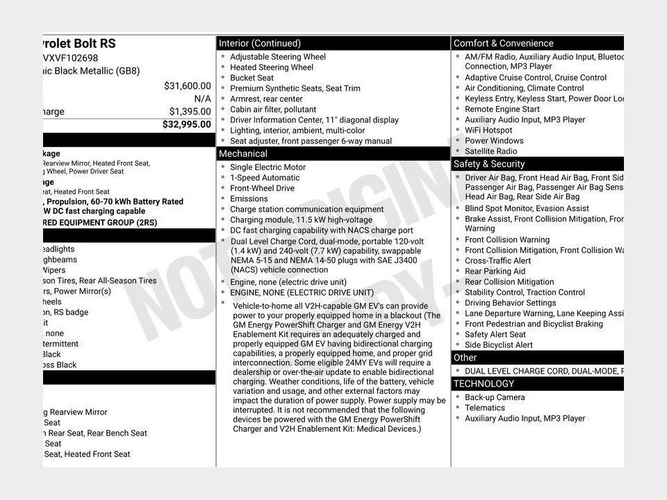 2027 Chevrolet Bolt RS