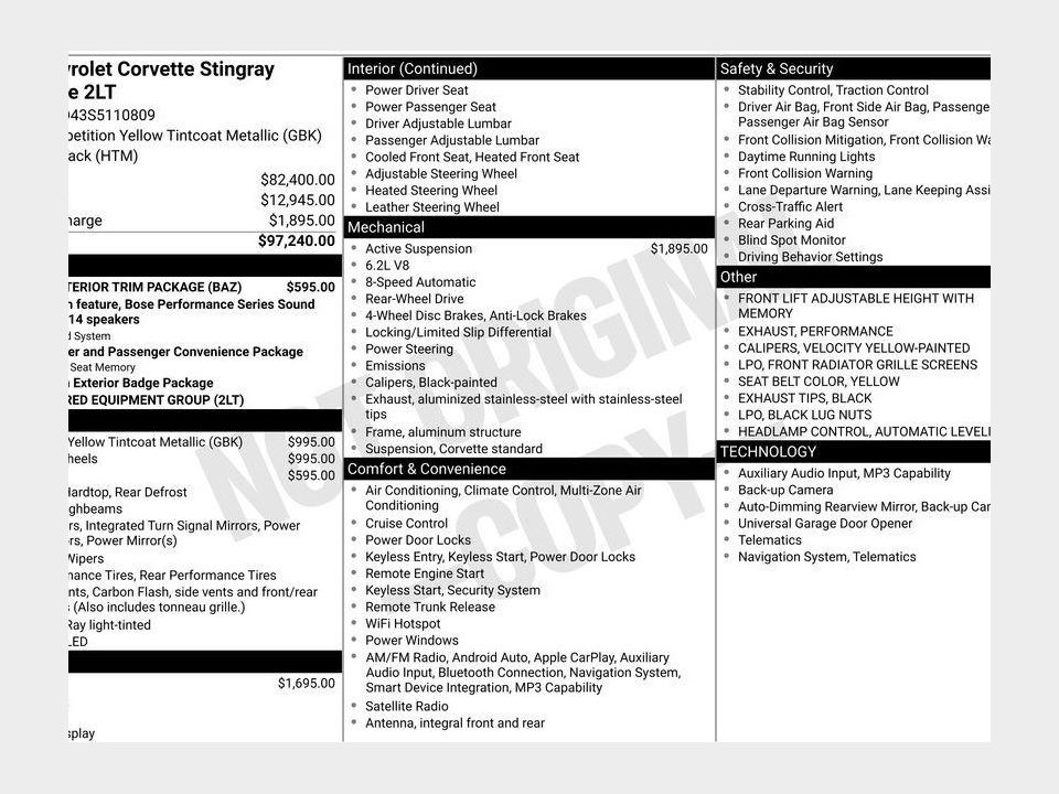 2025 Chevrolet Corvette Stingray RWD Convertible 2LT