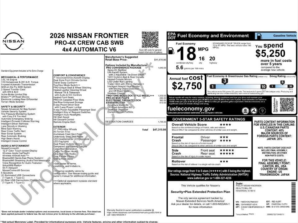 2026 Nissan Frontier Crew Cab PRO-4X 4x4