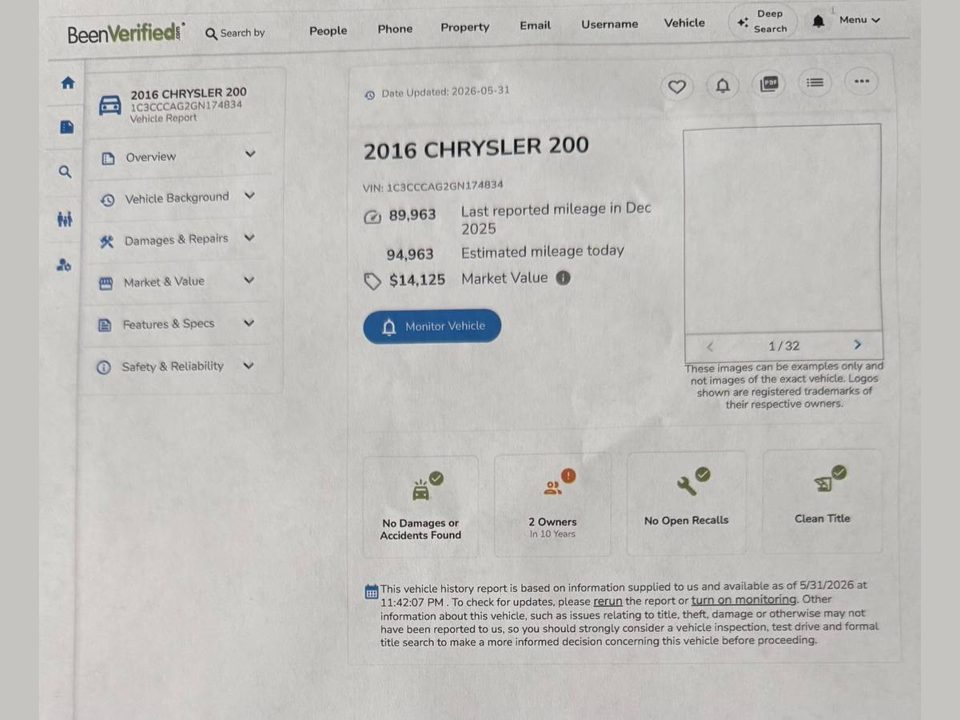 2016 Chrysler 200 Limited Gorgeous Low Mileage Car